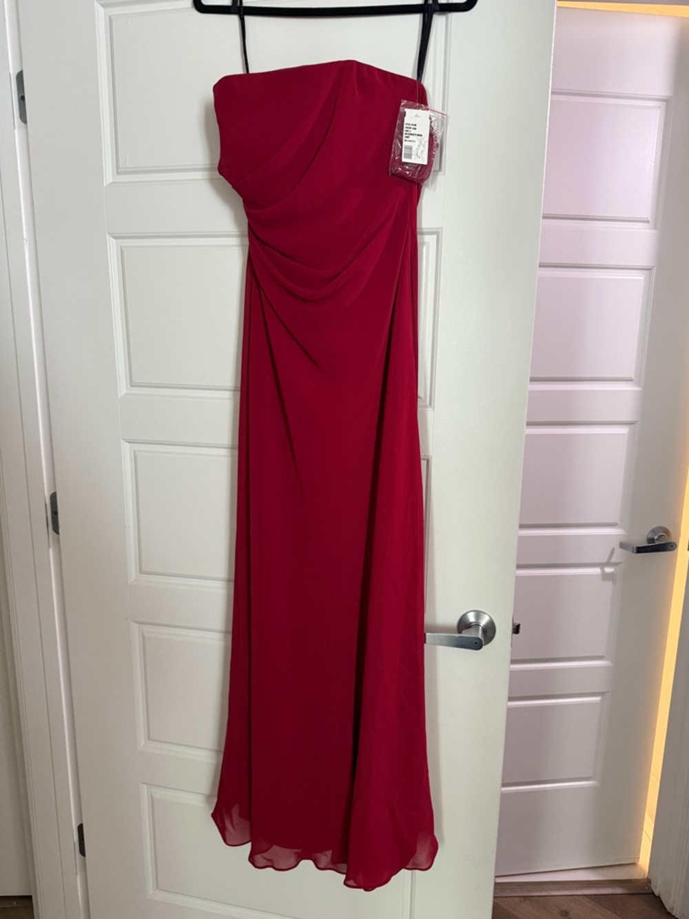 After Six Strapless Draped Gown in Deep Red